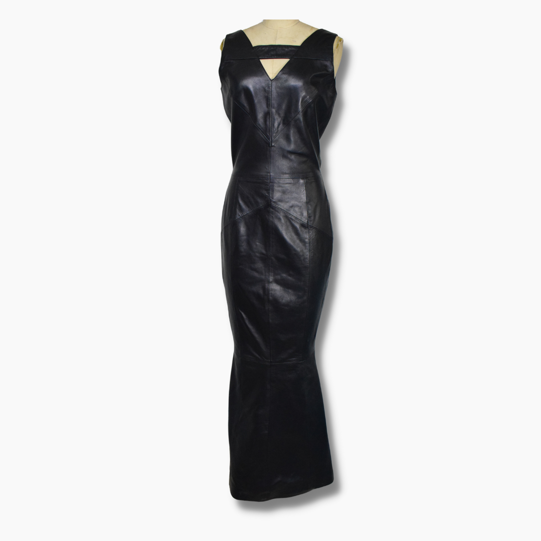 leather fishtail dress Adrenaline Rush Faux Leather Maxi Dress in Black