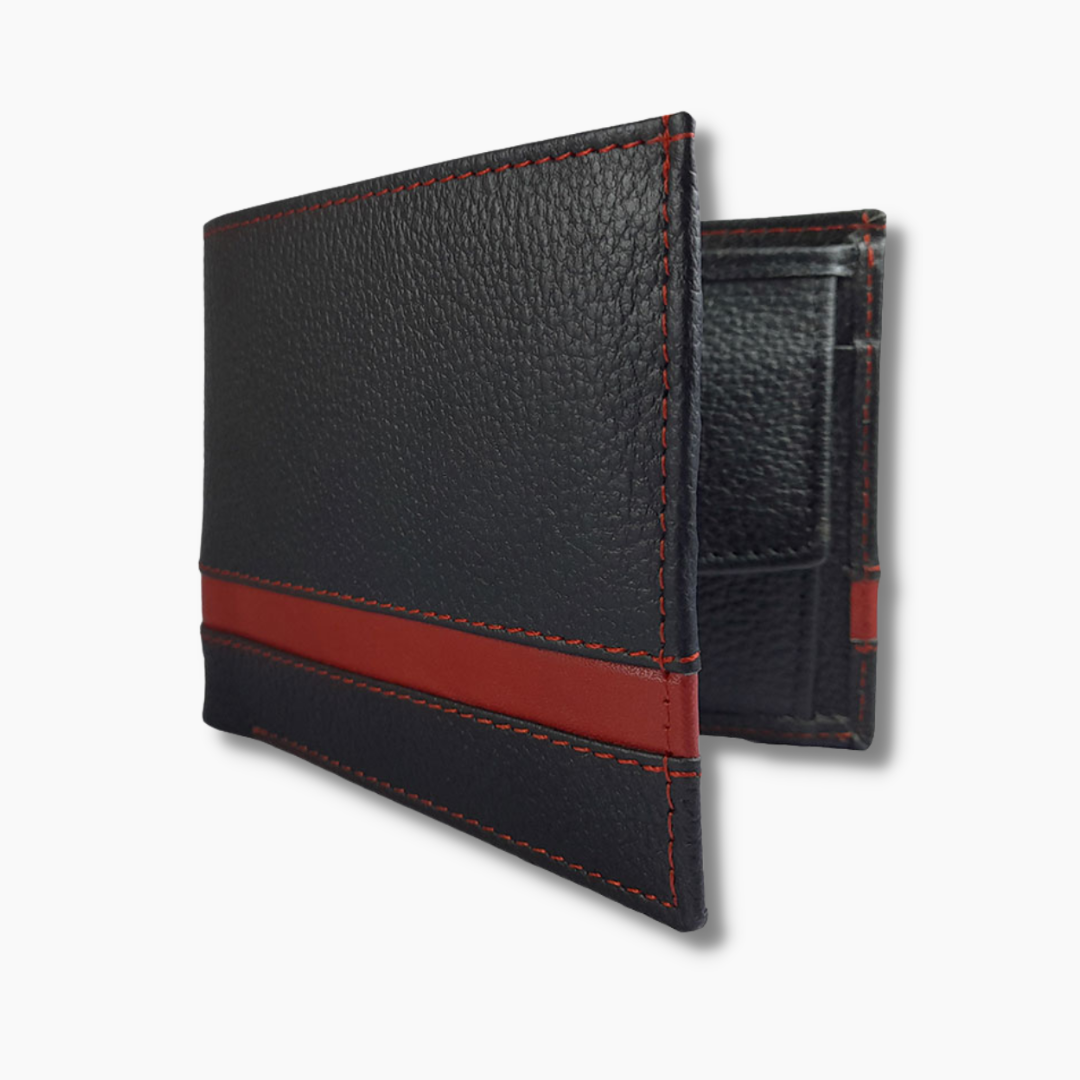 Chevron (Extended) Dotted Black and Red RFID Wallet