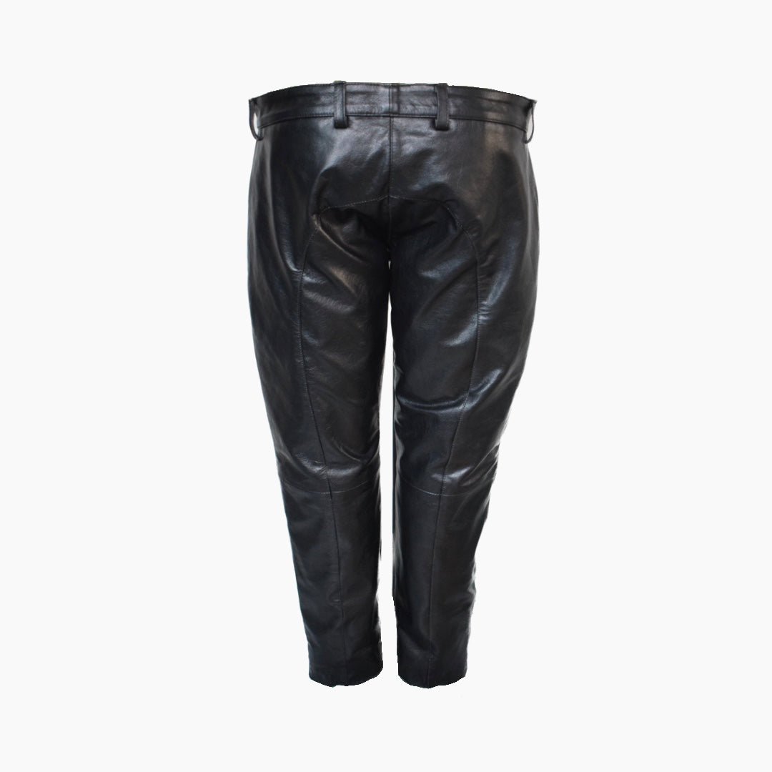 Trevor Black Leather Biker Pants