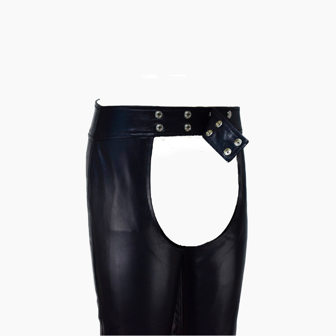 Jesse Black Leather Riding Chaps