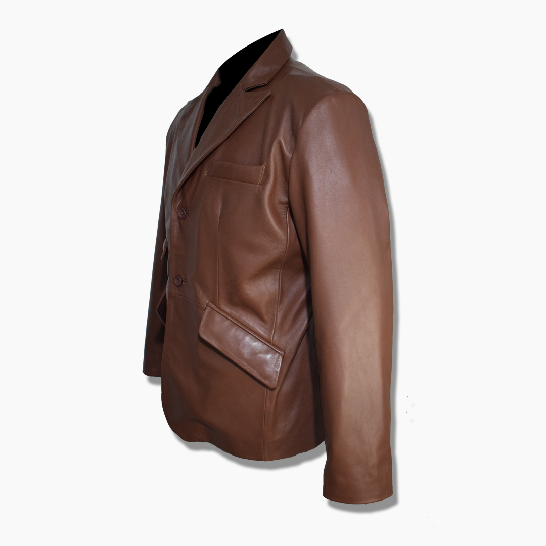 genuine leather blazer mens