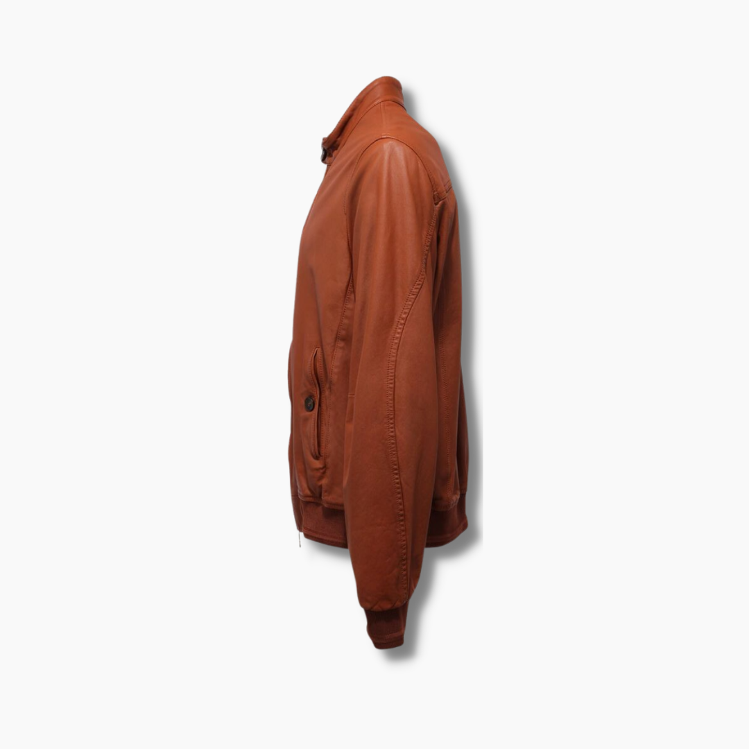Cohen Brown Leather Bomber Jacket Men