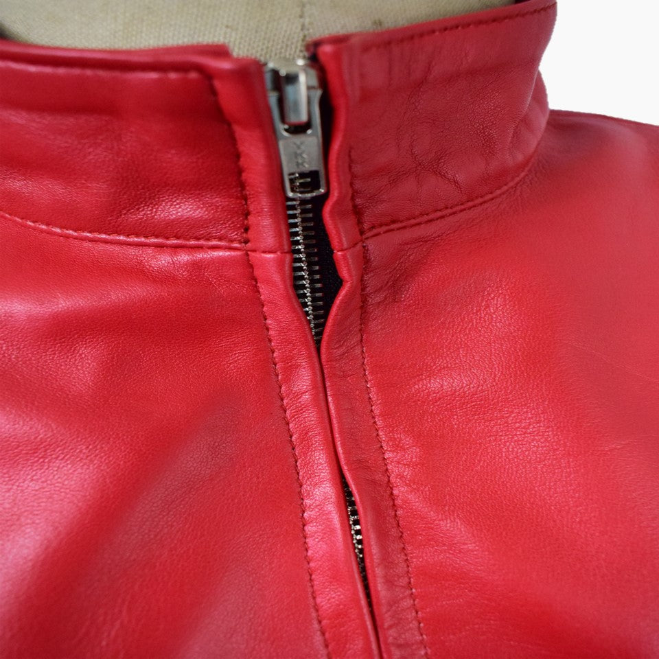 Elise Red Leather Biker Jumpsuit