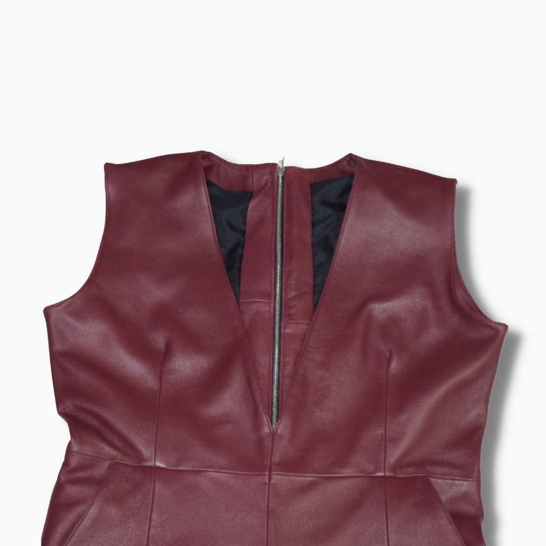 Dolores Burgundy Leather Jumpsuit