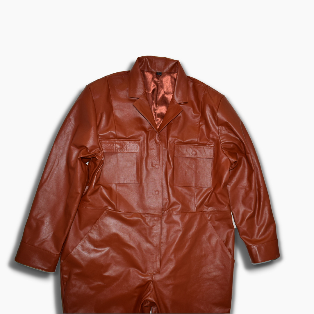 Christina Brown Leather Jumpsuit