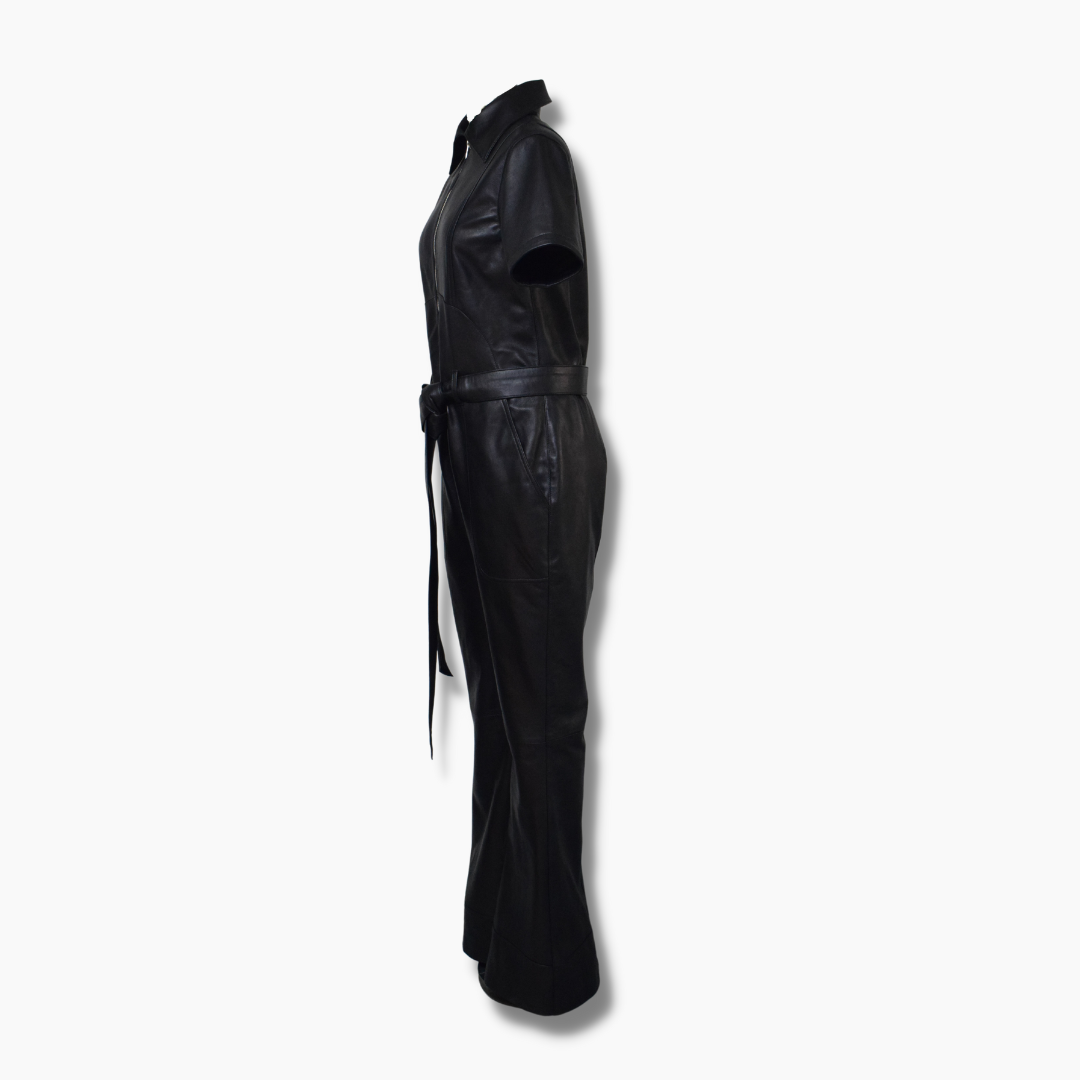 Rachel Black Leather Jumpsuit