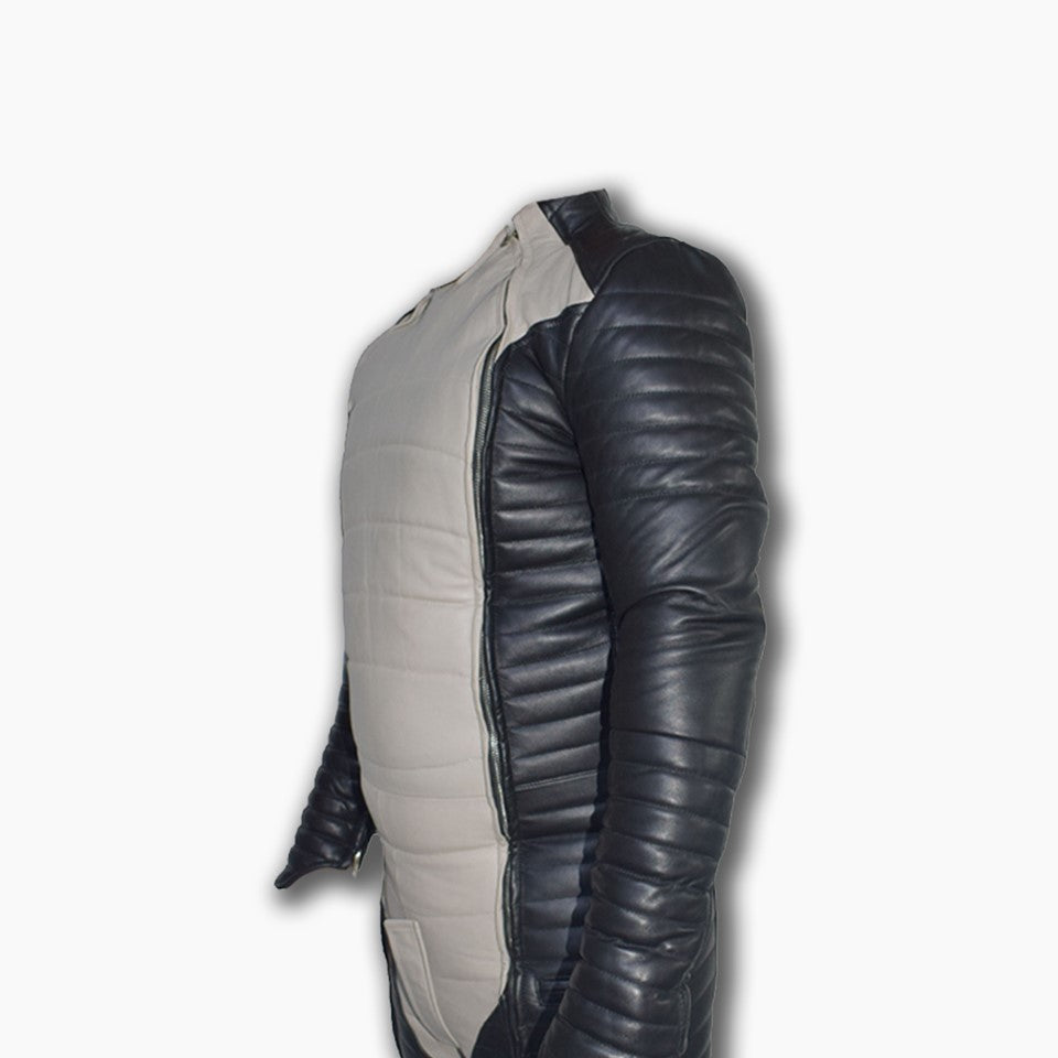 Mens Black Leather Quilted Jumpsuit | Handmade Leather Jumpsuit for Men