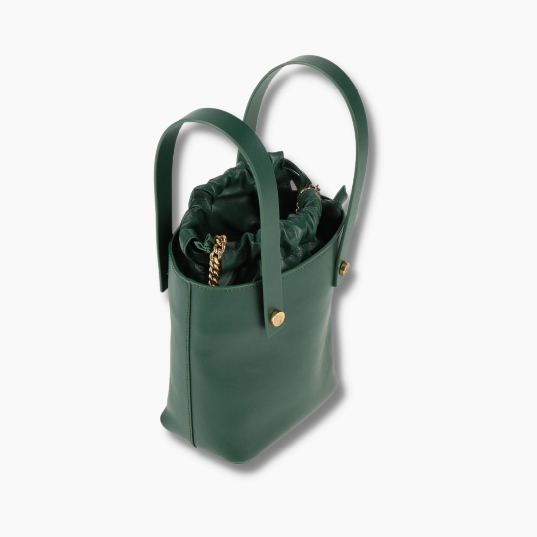 Women's Leather Tote Bag - Forest Green