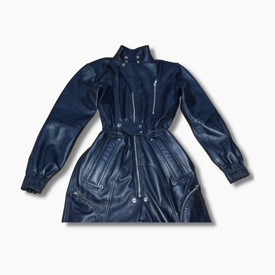 Real Leather Jumpsuit Genuine Leather Black leather Catsuit Men bodysuit