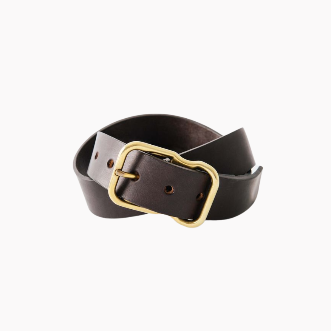 Ceinture Homme Basic Marron Boucle Dorée