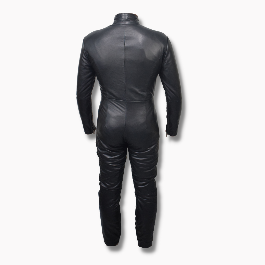 Women's Leather Catsuit Black Leder overall Jumpsuit Sexy Bust Underwired