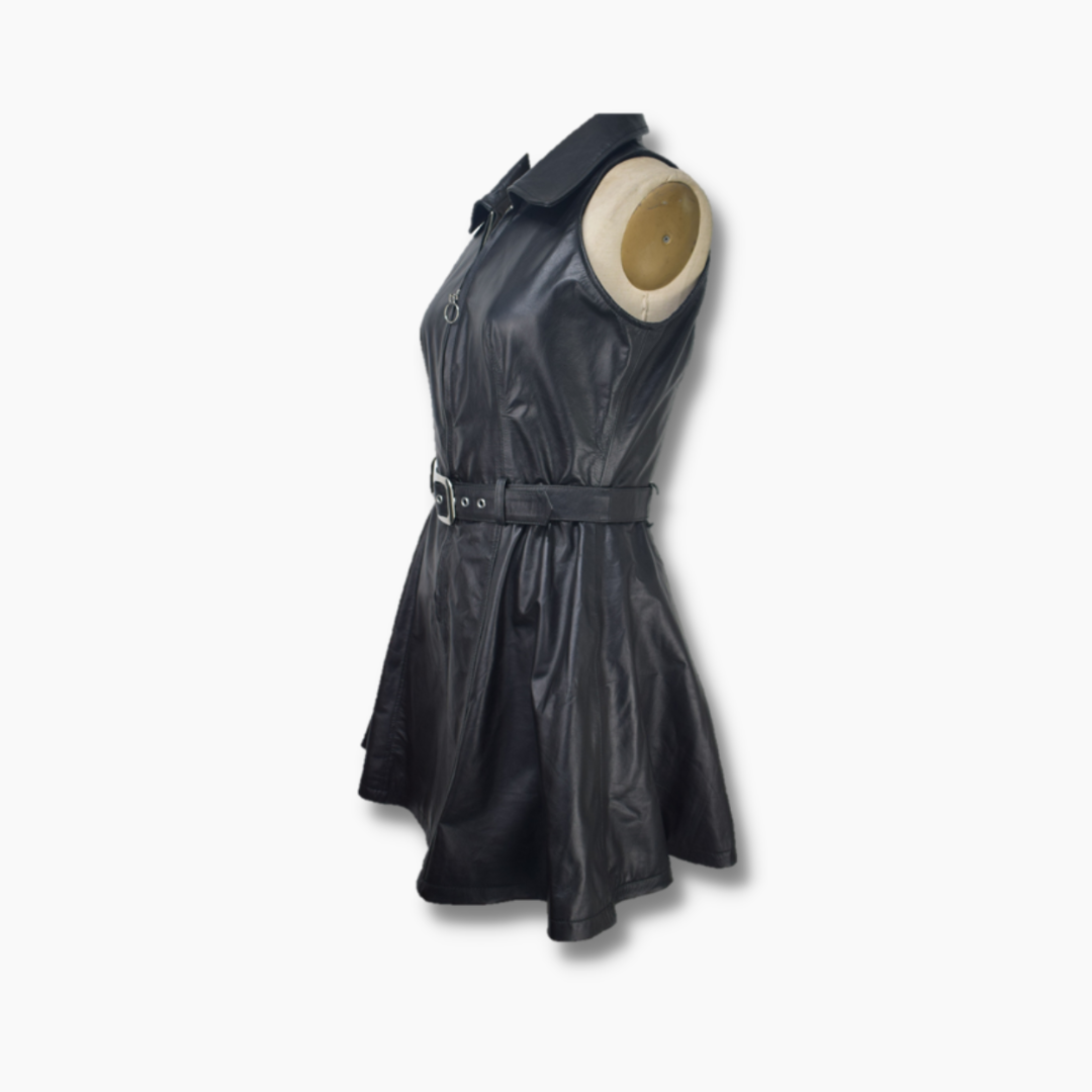 leather sleeveless dress club wear