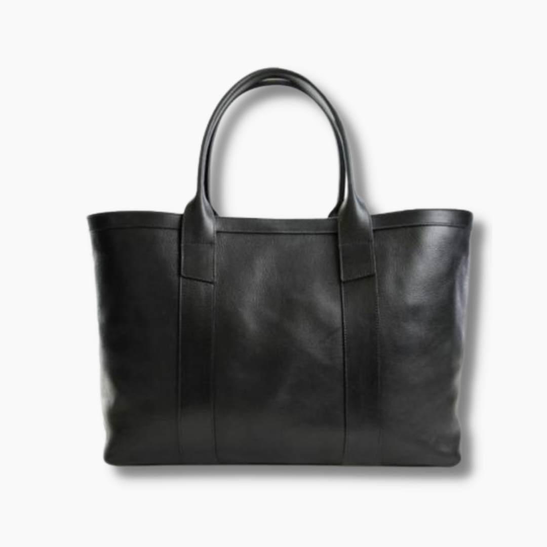 black leather tote bag