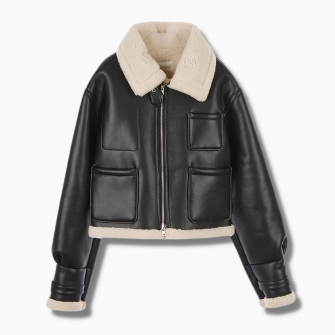 leather shearling jacket women