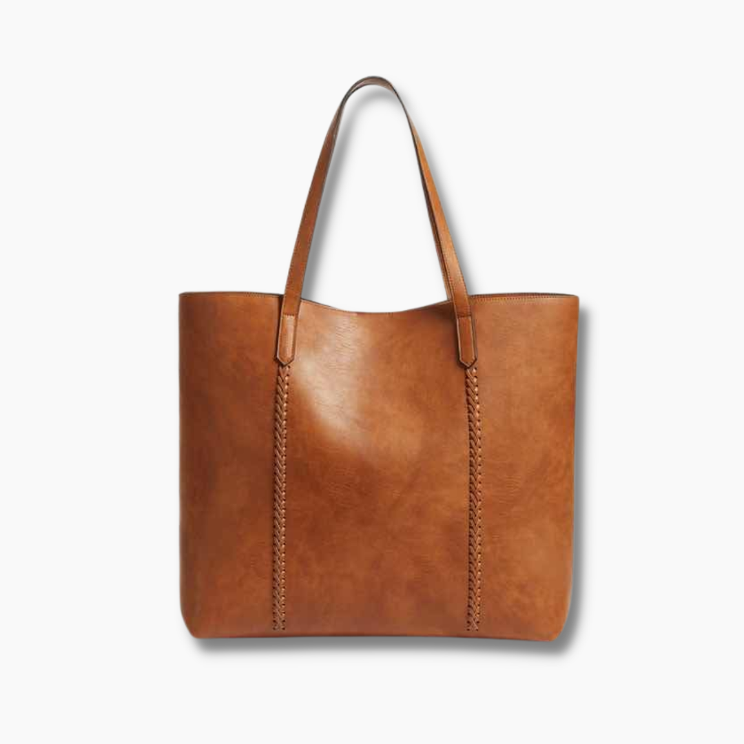 Women's Leather Tote Bag - Brown