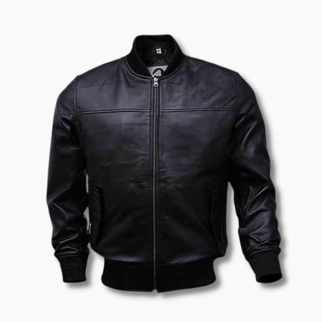 Sully Flight Military Tactical Black Leather Jacket