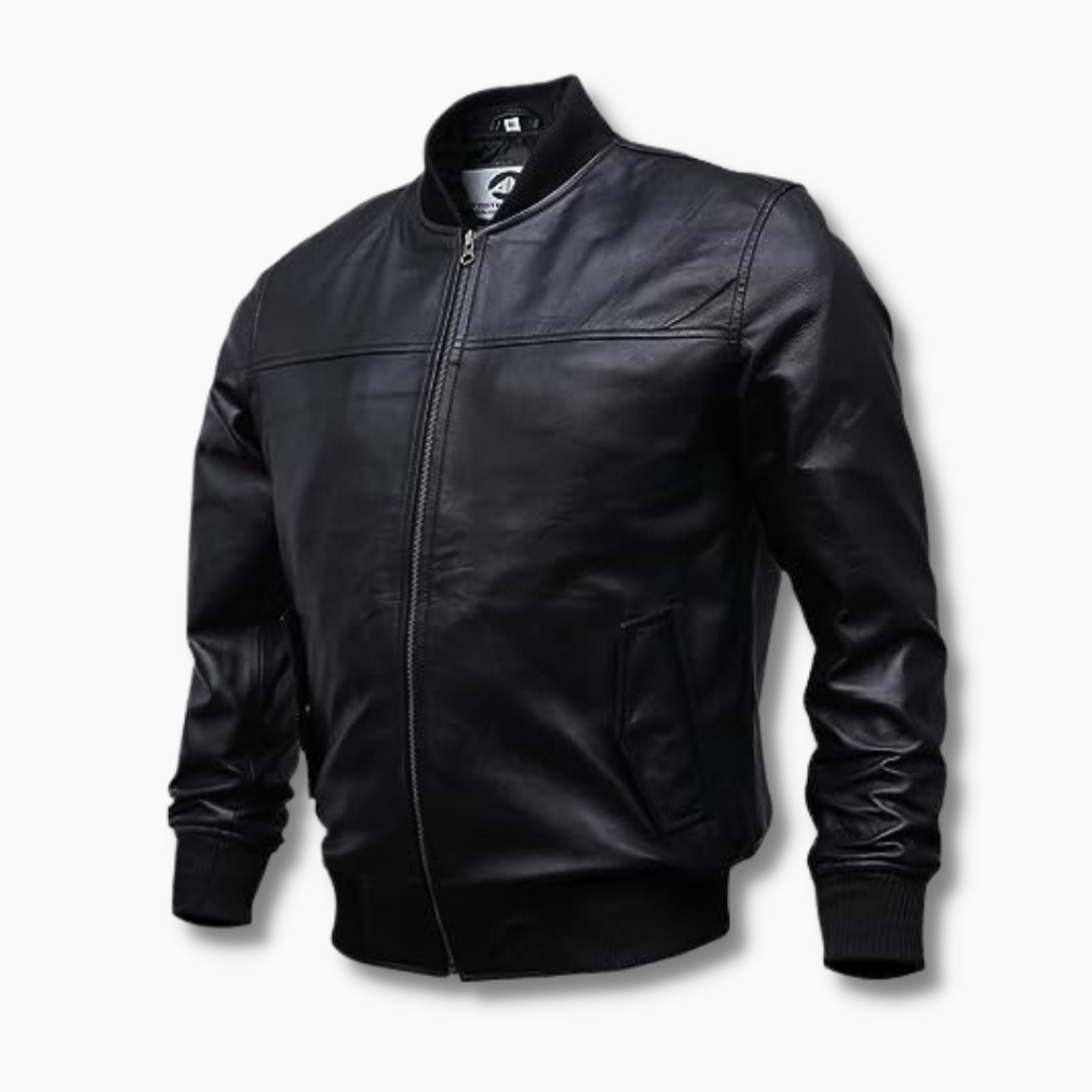 Sully Flight Military Tactical Black Leather Jacket