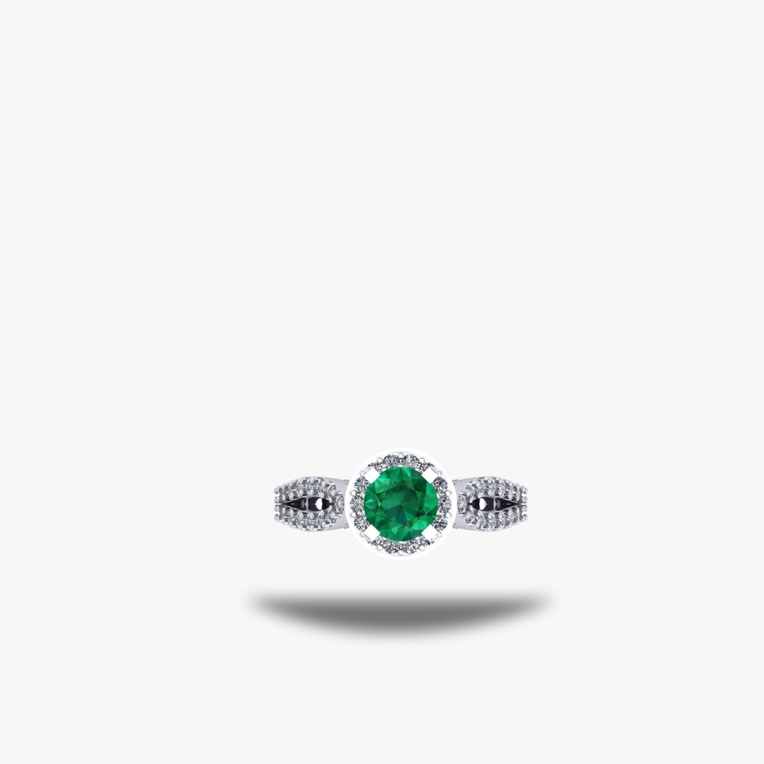 Artistic Emerald Silver Ring - 925 Silver