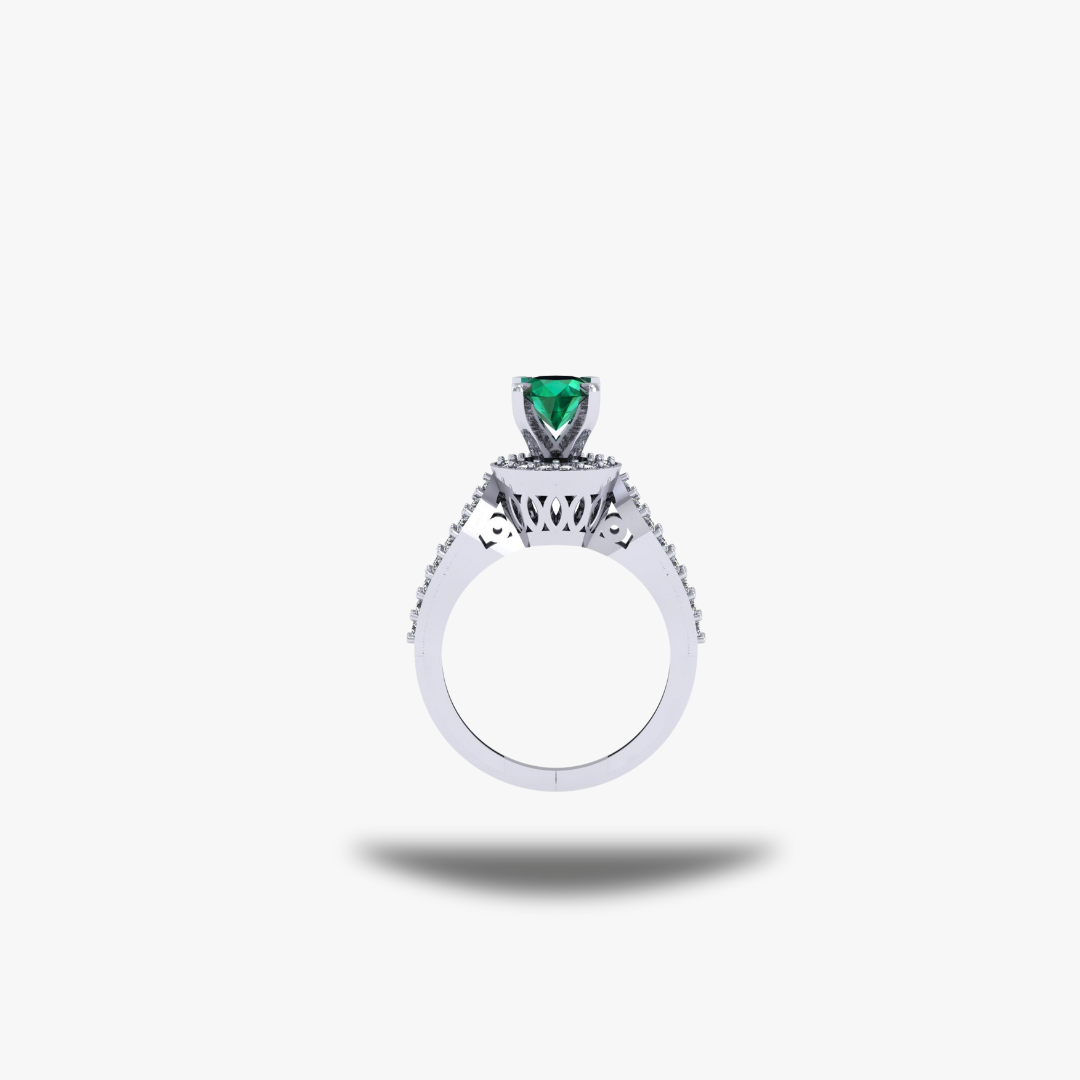 Artistic Emerald Silver Ring - 925 Silver