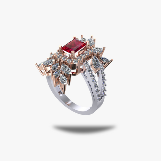 Royal Artistic Ruby Silver Ring - 925 Silver