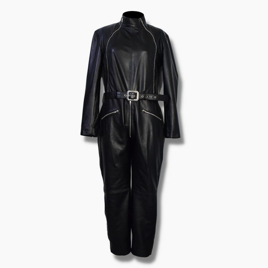 women's leather jumpsuits, Black leather jumpsuit, real leather