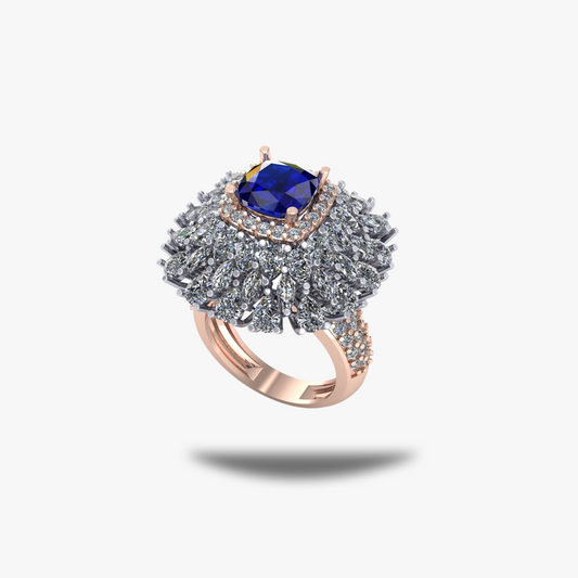 Royal Heavy Sapphire Silver Ring - 925 Silver