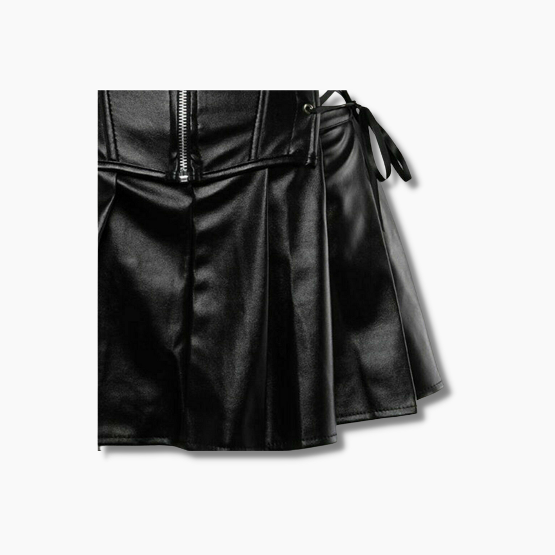 Emma Black Leather Corset Dress