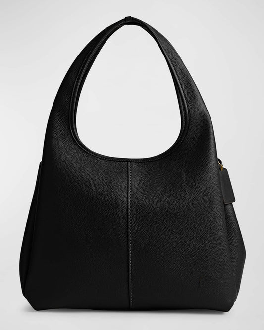 Genuine leather hobo bag in black