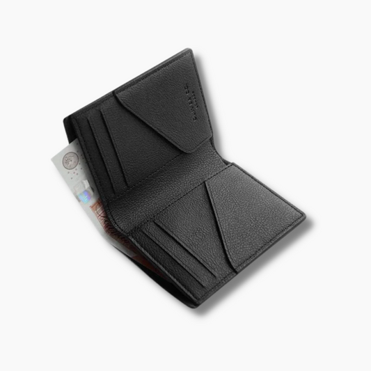 RFID Compact Leather Note Wallet | Black