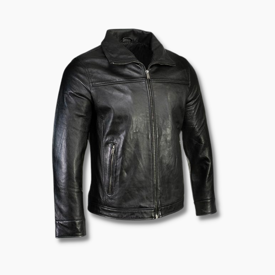 Rocco Motorcycle Biker Black Leather Jacket