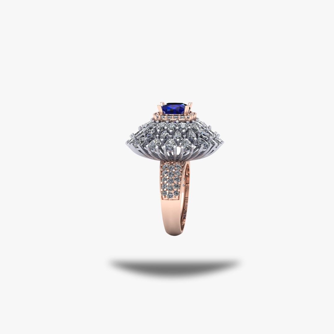 Royal Heavy Sapphire Silver Ring - 925 Silver