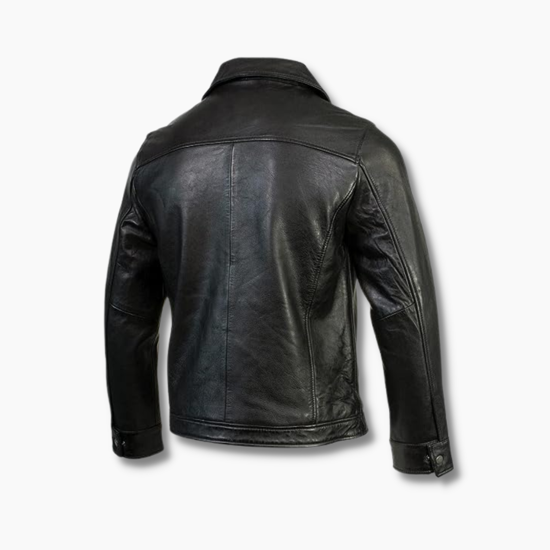Rocco Motorcycle Biker Black Leather Jacket