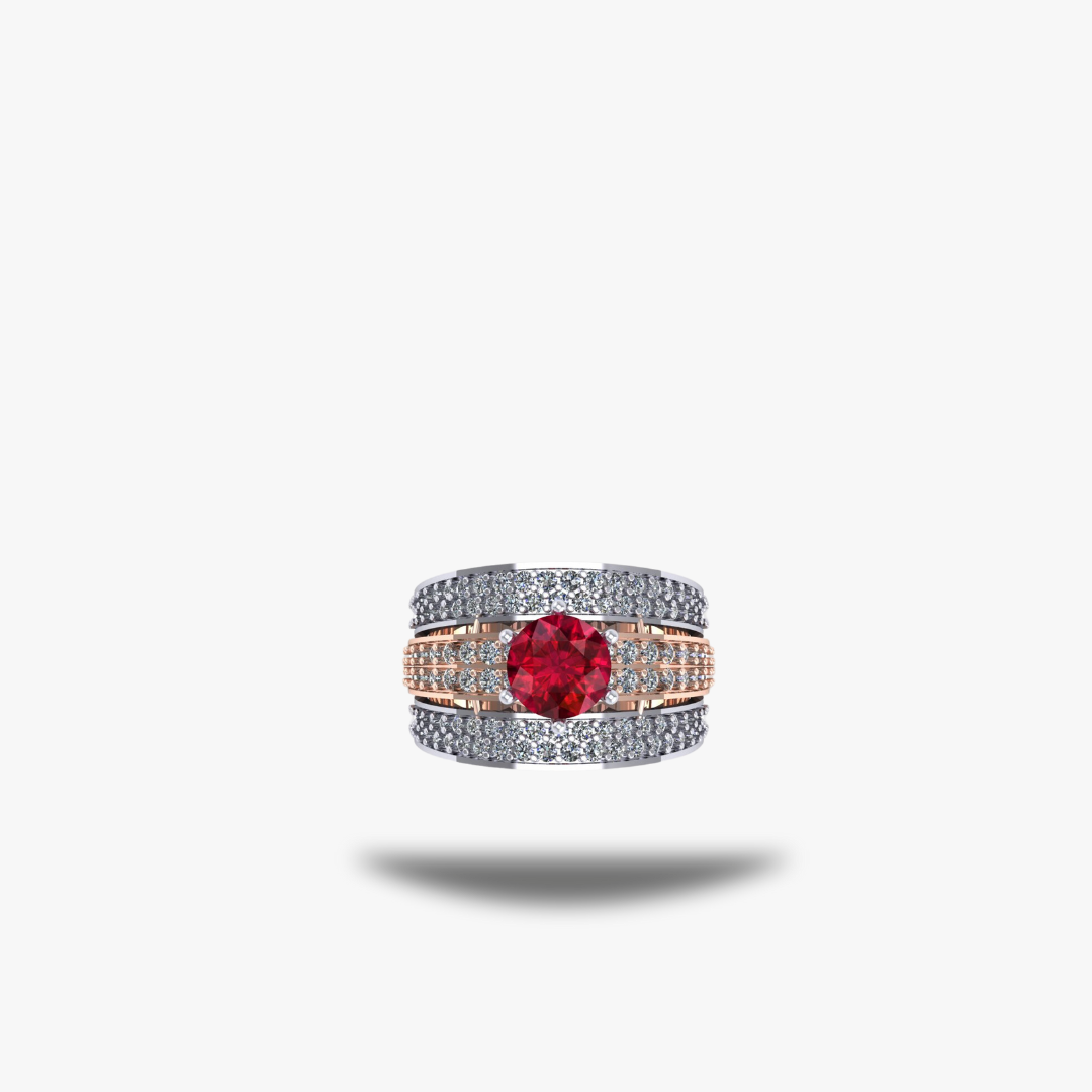 Royal Rose Gold Ruby Silver Ring - 925 Silver
