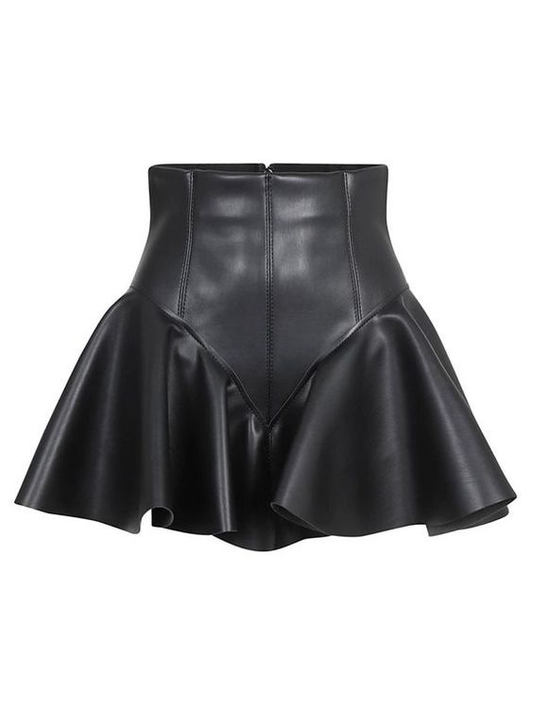 High waisted corset ruffle hem mini skirt