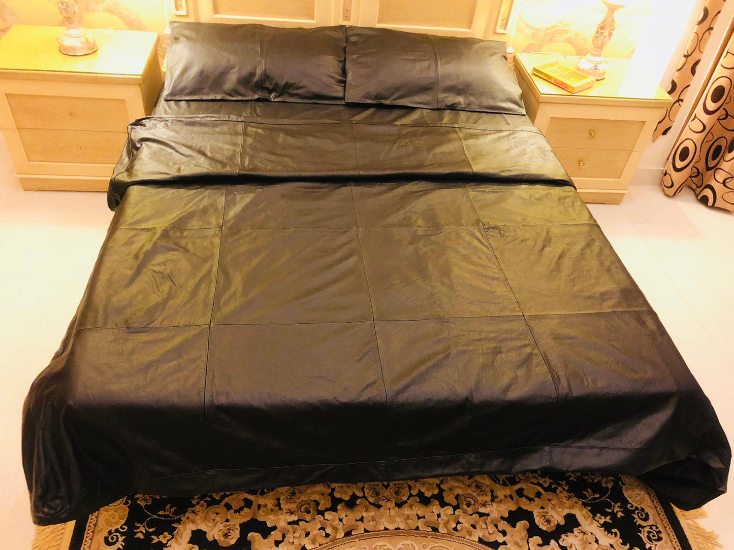 Luxury Genuine Leather Bed Sheet Set with Pillowcases & Duvet Cover