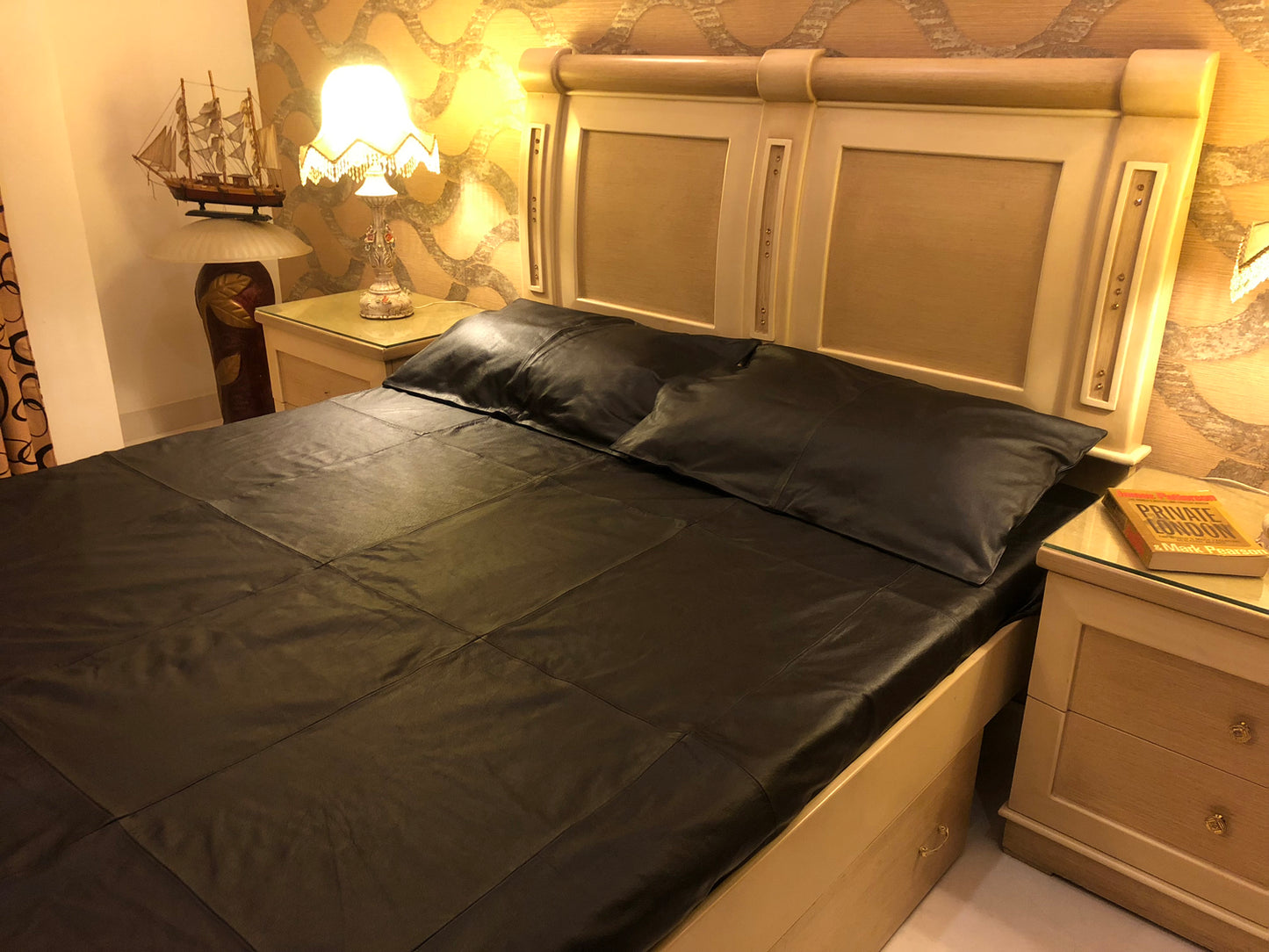 Luxury Genuine Leather Bed Sheet Set with Pillowcases & Duvet Cover