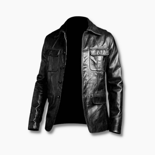 Darwin Black Leather Vintage Jacket