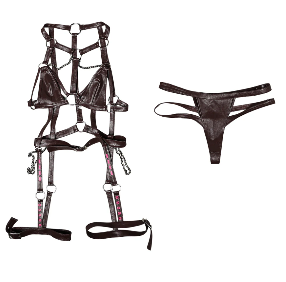 Dominatrix Leather Lingerie Set Sexy Harness & Fetish Wear| Movenera Dominatrix Leather Lingerie Set Sexy Harness & Fetish Wear| Movenera