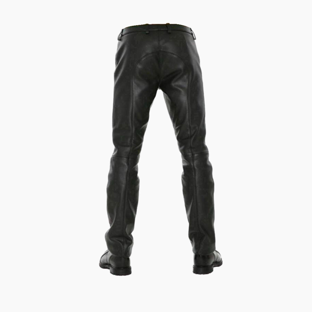 Trevor Black Leather Biker Pants