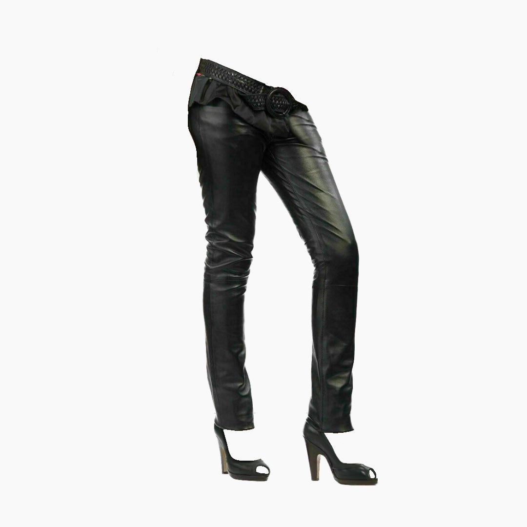 Samantha Black Leather Pants