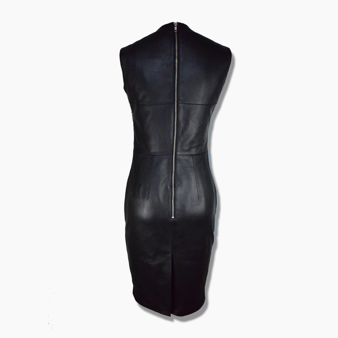Judy Black Leather Midi Dress