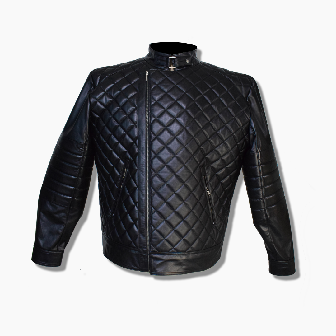 Leland Black Leather Quilted Moto Jacket