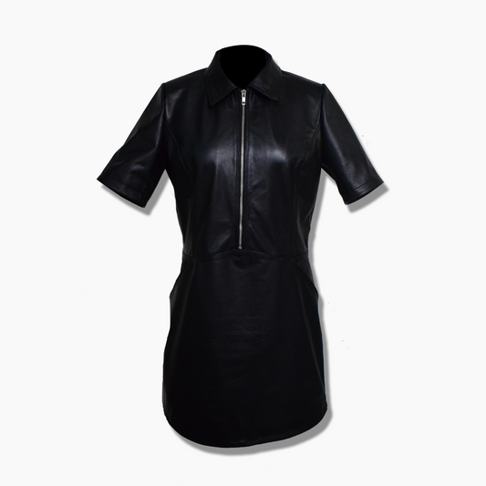 leather midi shirt dress