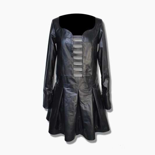 Katey Black Leather Corset Dress