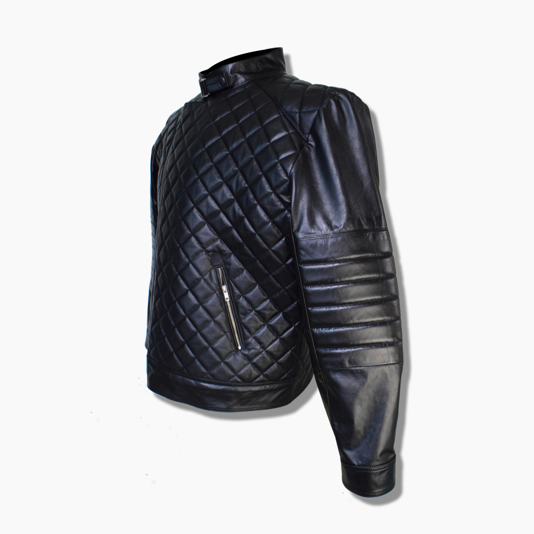 quilted leather motorcycle jacket