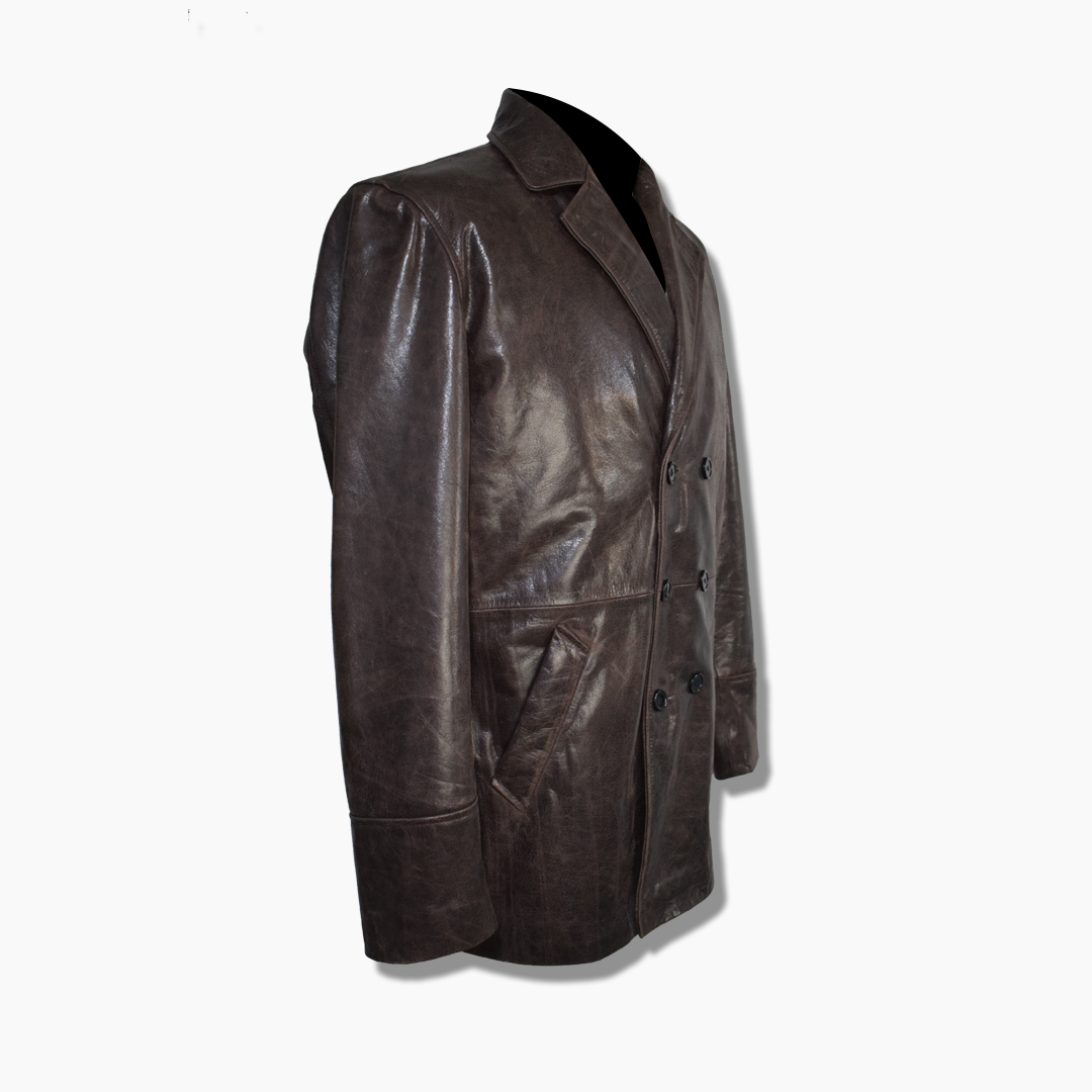 Rhett Distressed Brown Leather Blazer