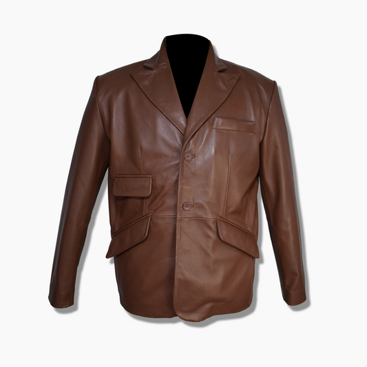 brown leather blazer mens