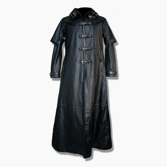 Helsing Black Leather Gothic Coat