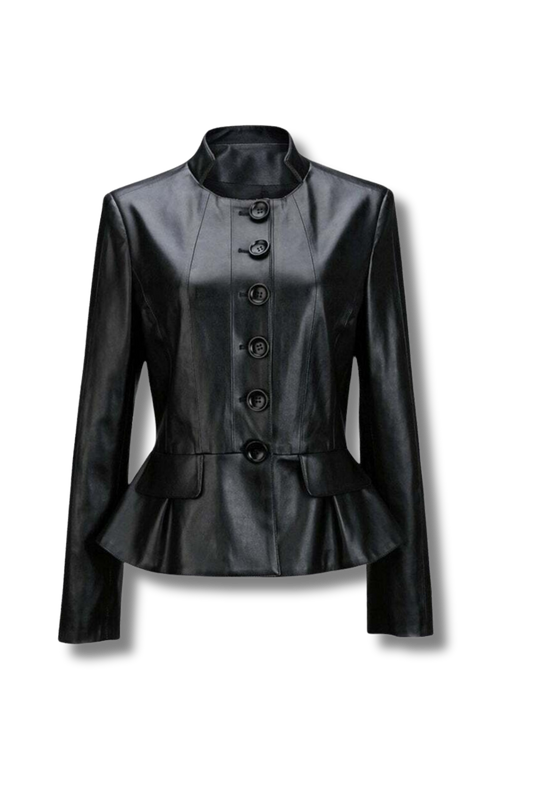 Lisa black Peplum Biker Jacket and shirt