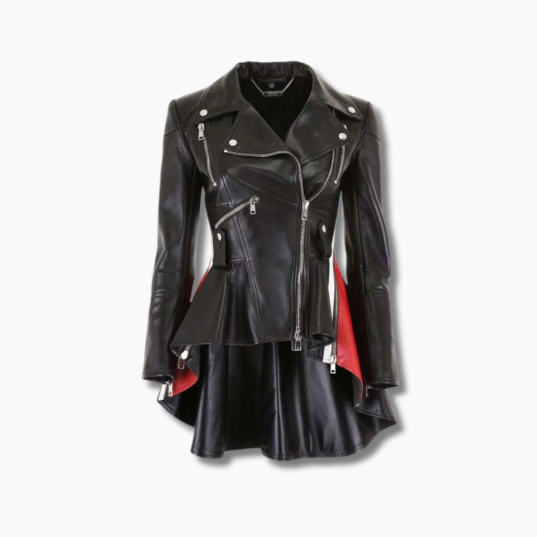 Black Leather Peplum Jacket